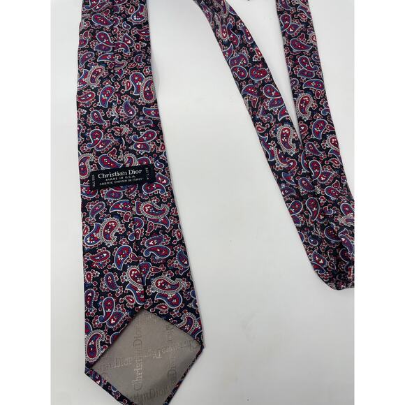 Mens Christian Dior Tie Made USA Woven Italy All Silk Paisley Designer - Picture 5 of 6